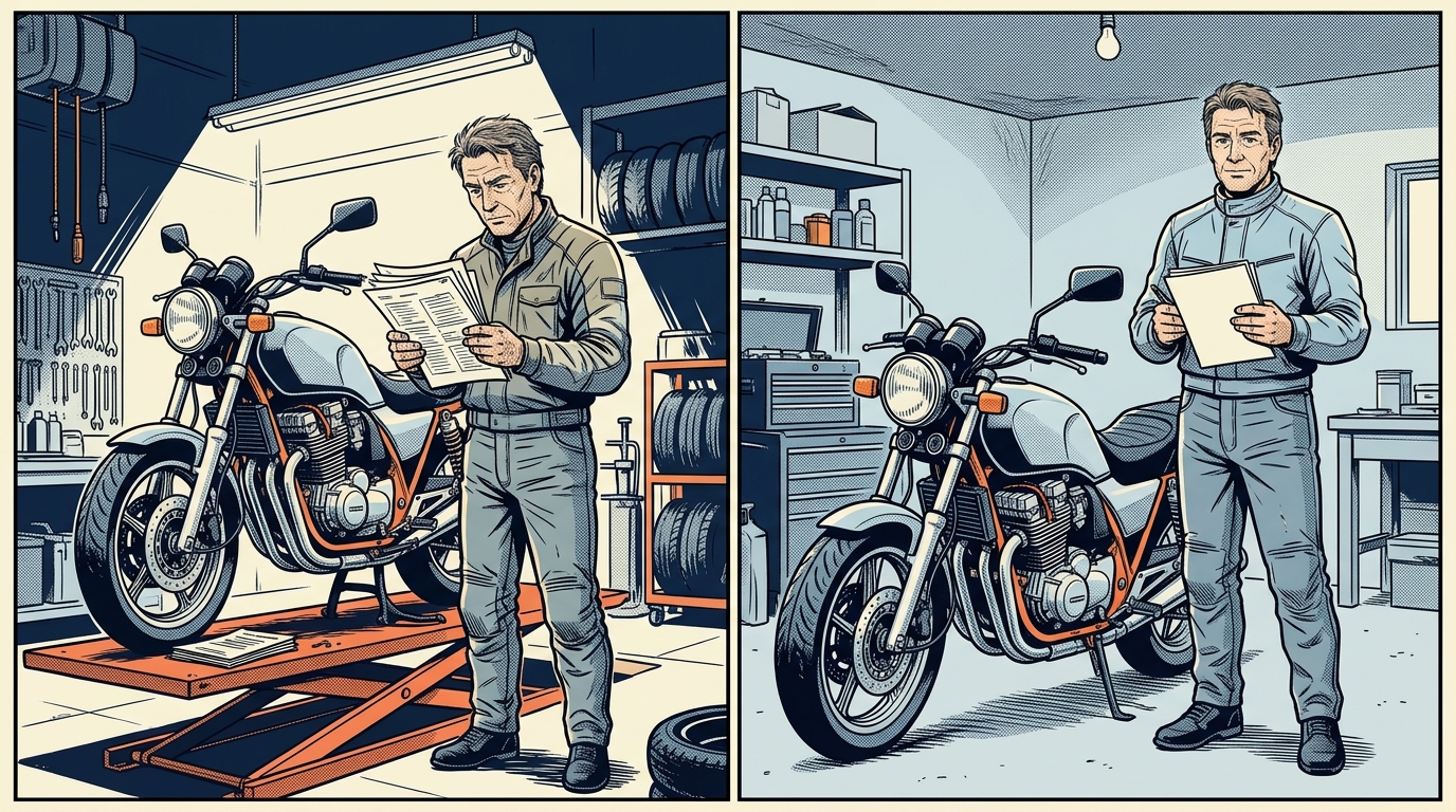 バイク車検の費用・期間・流れ【2026年版】｜ユーザー車検と業者依頼の料金差を徹底比較 - 3つの依頼先と総額の目安